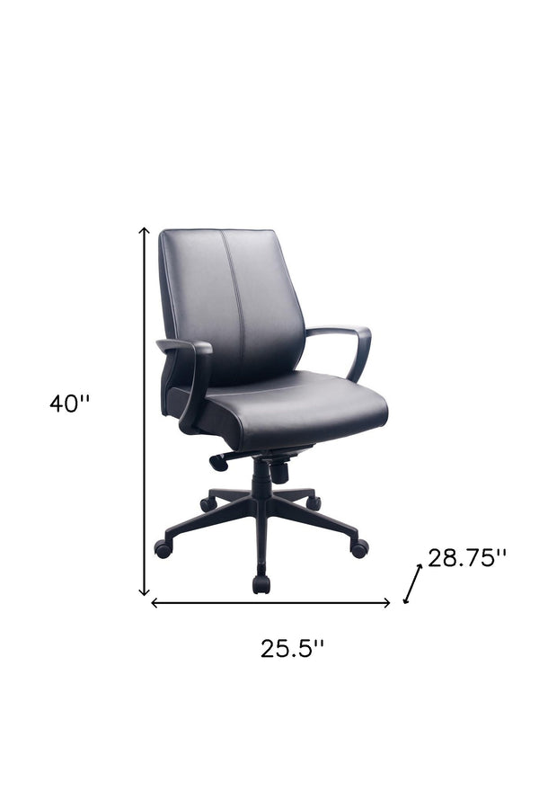 Homeroots Black Adjustable Swivel Faux Leather Rolling Office Chair  Leather 372456