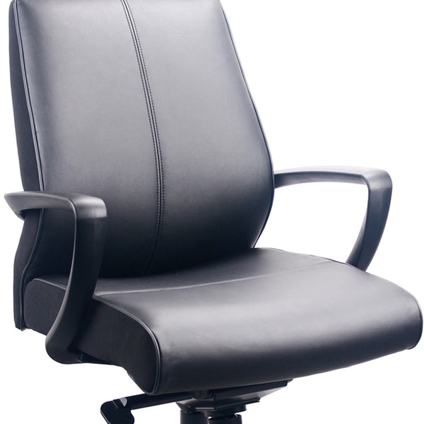 Homeroots Black Adjustable Swivel Faux Leather Rolling Office Chair  Leather 372456