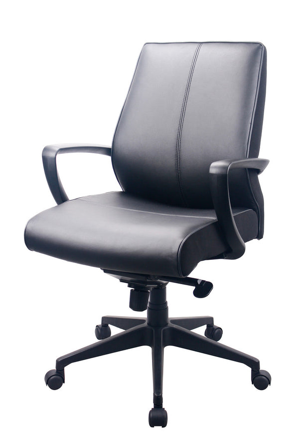Homeroots Black Adjustable Swivel Faux Leather Rolling Office Chair  Leather 372456