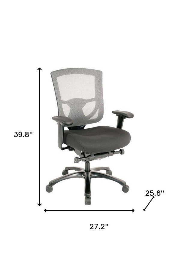 Homeroots Slate Gray And Black Adjustable Swivel Mesh Rolling Office Chair Grey Plastic 372457