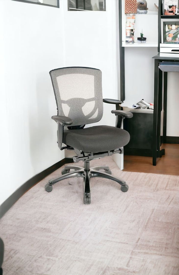 Homeroots Slate Gray And Black Adjustable Swivel Mesh Rolling Office Chair Grey Plastic 372457