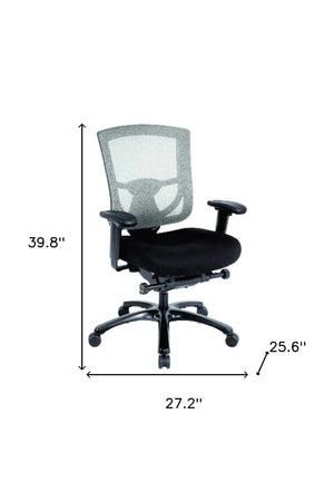 Homeroots Black Adjustable Swivel Mesh Rolling Office Chair Black Plastic 372458