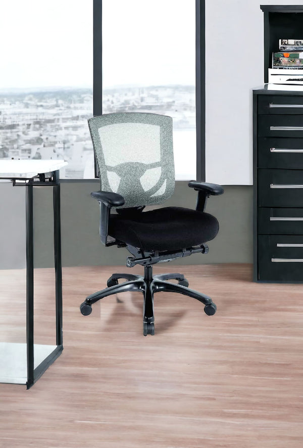 Homeroots Black Adjustable Swivel Mesh Rolling Office Chair Black Plastic 372458
