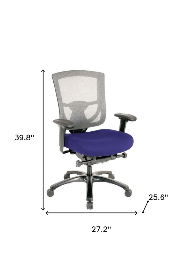 Homeroots Violet And Black Adjustable Swivel Mesh Rolling Office Chair Cobalt Plastic 372460