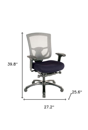 Homeroots Denim Blue And Black Adjustable Swivel Mesh Rolling Office Chair Denim Plastic 372461