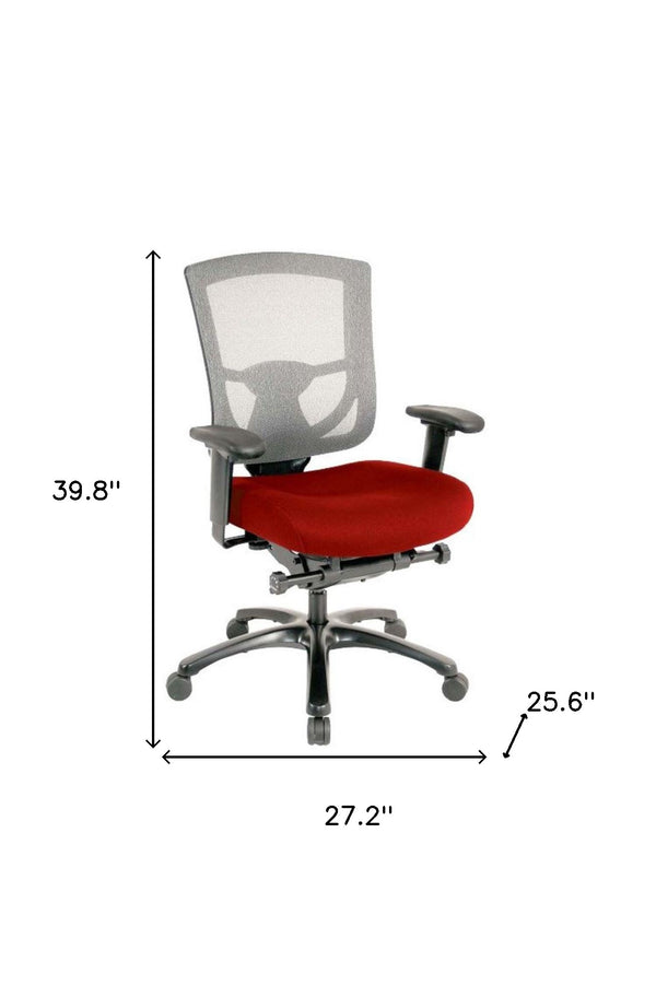 Homeroots Red And Black Adjustable Swivel Mesh Rolling Office Chair Red Plastic 372462