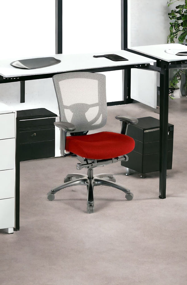 Homeroots Red And Black Adjustable Swivel Mesh Rolling Office Chair Red Plastic 372462