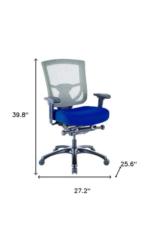 Homeroots Blue And Black Adjustable Swivel Mesh Rolling Office Chair Blue Plastic 372463