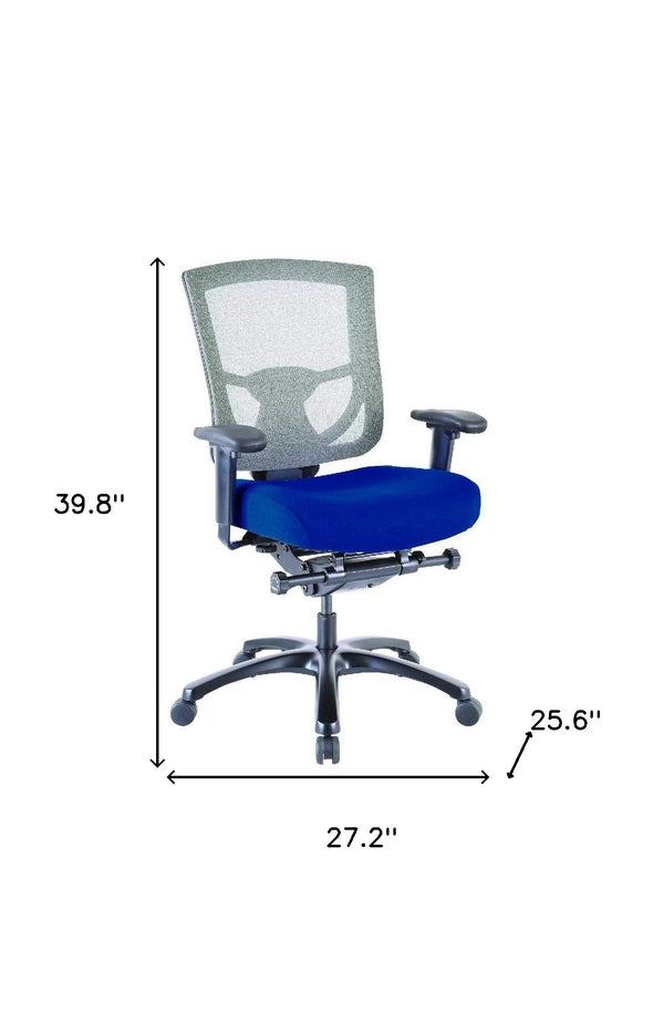Homeroots Blue And Black Adjustable Swivel Mesh Rolling Office Chair Blue Plastic 372463