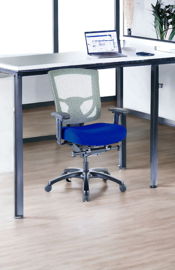 Homeroots Blue And Black Adjustable Swivel Mesh Rolling Office Chair Blue Plastic 372463