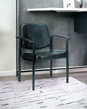 Homeroots Black Faux Leather Office Chair  Vinyl 372464