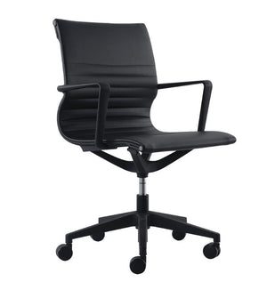 Homeroots Black Adjustable Swivel Faux Leather Rolling Office Chair Black Vinyl 372465