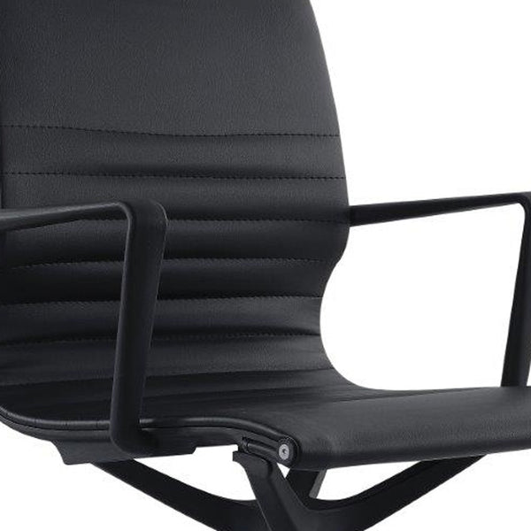 Homeroots Black Adjustable Swivel Faux Leather Rolling Office Chair Black Vinyl 372465