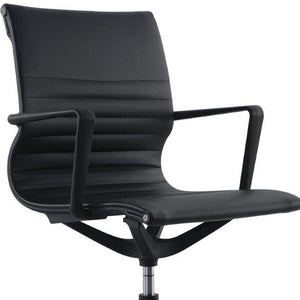 Homeroots Black Adjustable Swivel Faux Leather Rolling Office Chair Black Vinyl 372465