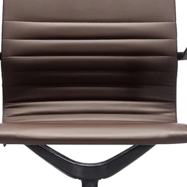 Homeroots Brown And Black Adjustable Swivel Faux Leather Rolling Office Chair Brown Vinyl 372466