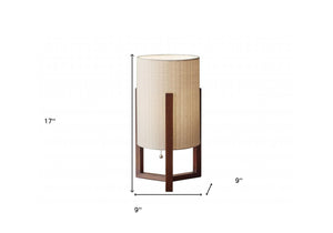 Homeroots 17" Brown Solid Wood Bedside Table Lamp With Natural Cylinder Shade   372467