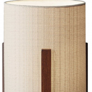 Homeroots 17" Brown Solid Wood Bedside Table Lamp With Natural Cylinder Shade   372467