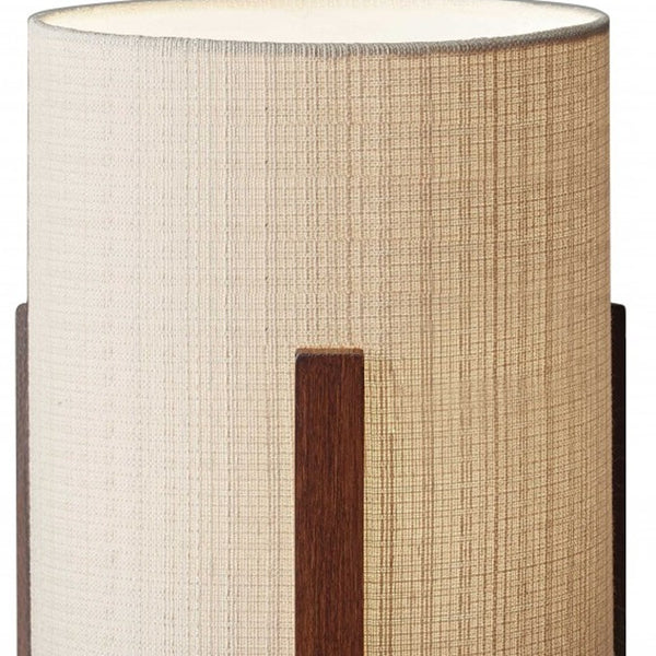 Homeroots 17" Brown Solid Wood Bedside Table Lamp With Natural Cylinder Shade   372467