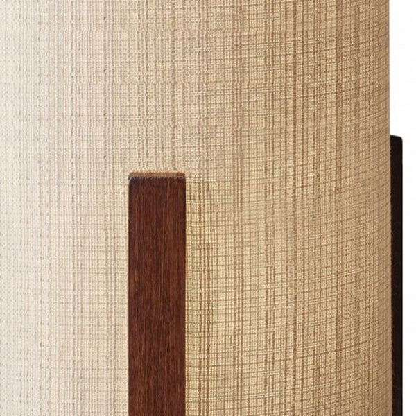 Homeroots 17" Brown Solid Wood Bedside Table Lamp With Natural Cylinder Shade   372467
