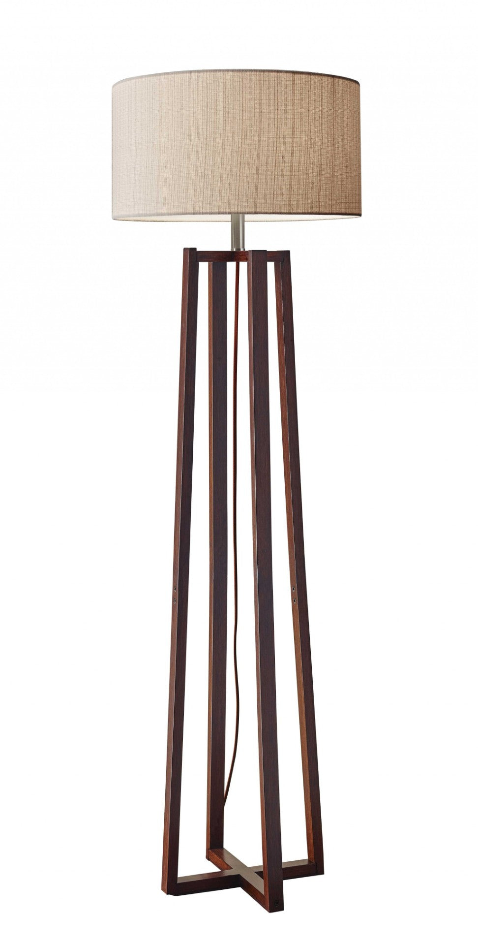 HomeRoots 60" Brown Solid Wood Novelty Floor Lamp with Beige Drum Shade – Elegant Lighting for Every Room 372469
