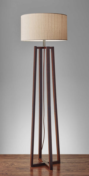 HomeRoots 60" Brown Solid Wood Novelty Floor Lamp with Beige Drum Shade – Elegant Lighting for Every Room 372469