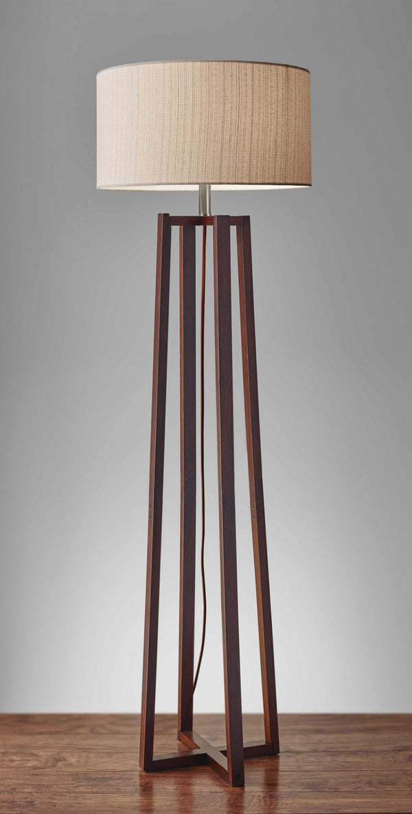 HomeRoots 60" Brown Solid Wood Novelty Floor Lamp with Beige Drum Shade – Elegant Lighting for Every Room 372469