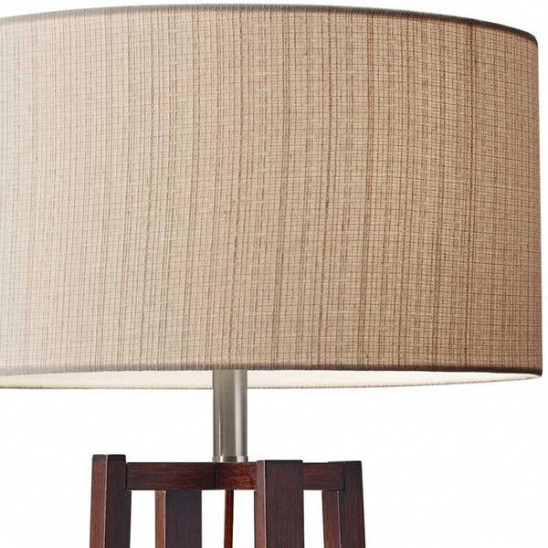 HomeRoots 60" Brown Solid Wood Novelty Floor Lamp with Beige Drum Shade – Elegant Lighting for Every Room 372469