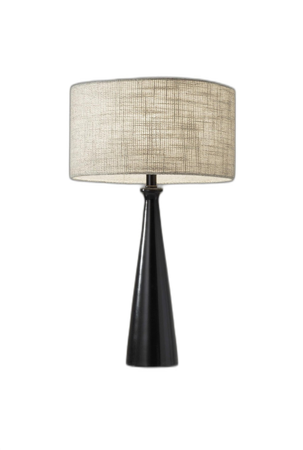 HomeRoots 22" Modern Geometric Table Lamp with Beige Drum Shade for Stylish Ambient Lighting and Design Black 372474