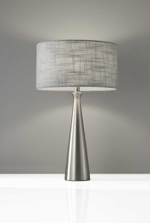 Homeroots Brushed Steel Metal Finish Tapered Basectable Lamp Brushed Steel  372476