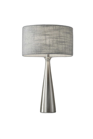 Homeroots Brushed Steel Metal Finish Tapered Basectable Lamp Brushed Steel  372476