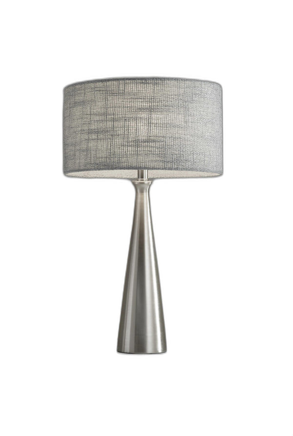 Homeroots Brushed Steel Metal Finish Tapered Basectable Lamp Brushed Steel  372476