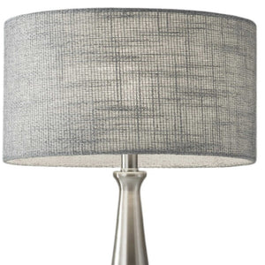 HomeRoots 22" Modern Geometric Table Lamp with Beige Drum Shade for Stylish Ambient Lighting and Design Brushed Steel 372476