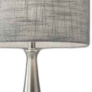Homeroots Brushed Steel Metal Finish Tapered Basectable Lamp Brushed Steel  372476