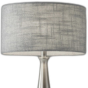 Homeroots Brushed Steel Metal Finish Tapered Basectable Lamp Brushed Steel  372476