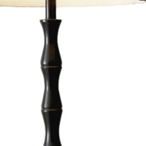 Homeroots 62" Black Textured Pole Floor Lamp With Beige Burlap Shade  Metal 372478