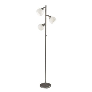 Homeroots Floor Lamp Brushed Steel Metal Three Adjustable Globes  Metal 372480