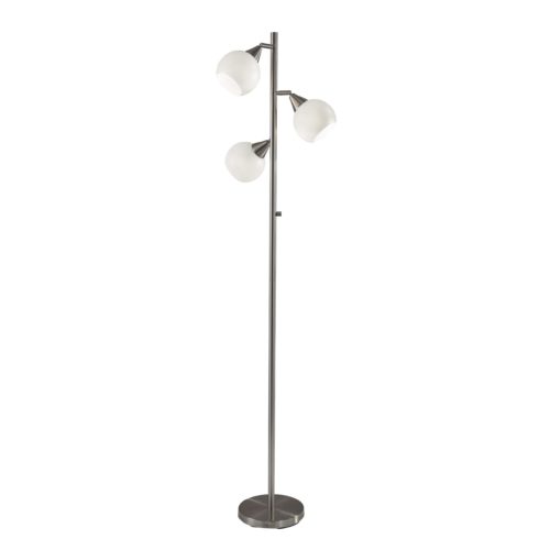 Homeroots Floor Lamp Brushed Steel Metal Three Adjustable Globes  Metal 372480