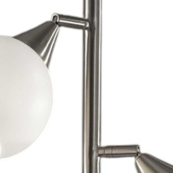 HomeRoots 71" Silver Metal Floor Lamp – Elegant Design with White Dome Shade for Warm Ambient Lighting Decor 372480