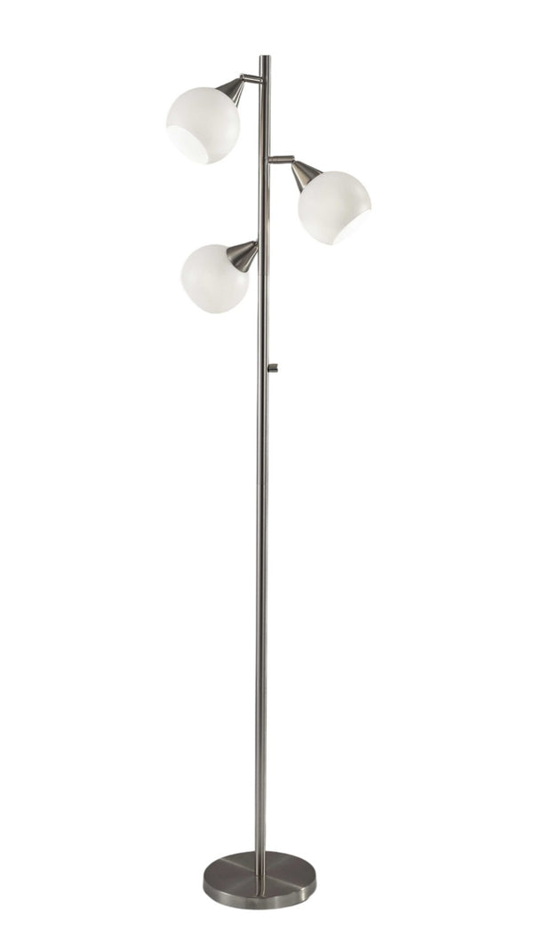 HomeRoots 71" Silver Metal Floor Lamp – Elegant Design with White Dome Shade for Warm Ambient Lighting Decor 372480