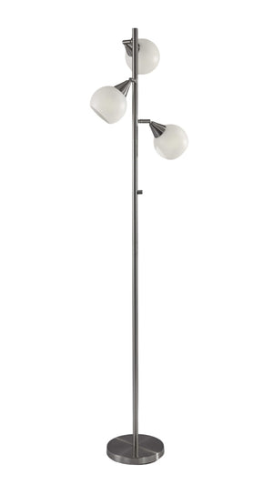 HomeRoots 71" Silver Metal Floor Lamp – Elegant Design with White Dome Shade for Warm Ambient Lighting Decor 372480