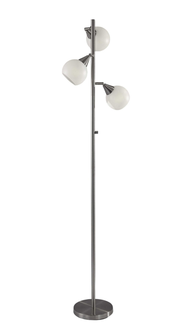 HomeRoots 71" Silver Metal Floor Lamp – Elegant Design with White Dome Shade for Warm Ambient Lighting Decor 372480