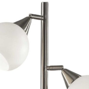 HomeRoots 71" Silver Metal Floor Lamp – Elegant Design with White Dome Shade for Warm Ambient Lighting Decor 372480