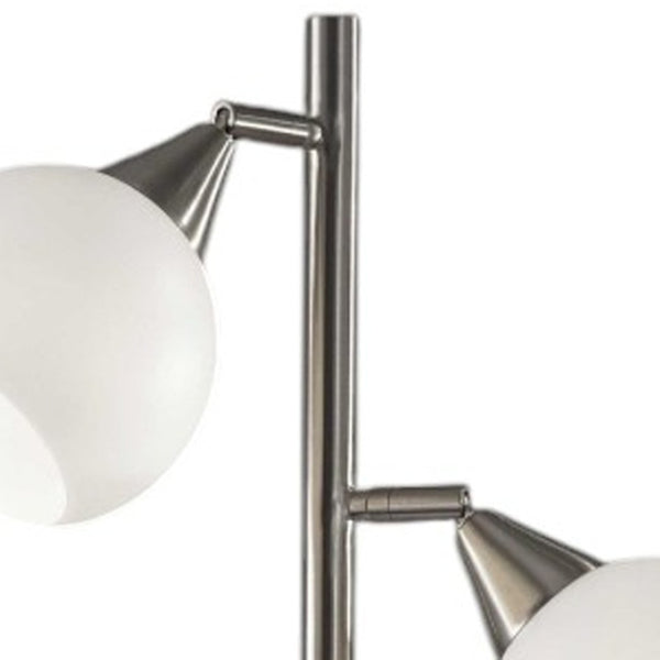 HomeRoots 71" Silver Metal Floor Lamp – Elegant Design with White Dome Shade for Warm Ambient Lighting Decor 372480