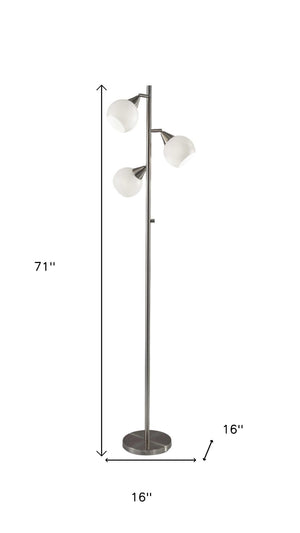 HomeRoots 71" Silver Metal Floor Lamp – Elegant Design with White Dome Shade for Warm Ambient Lighting Decor 372480