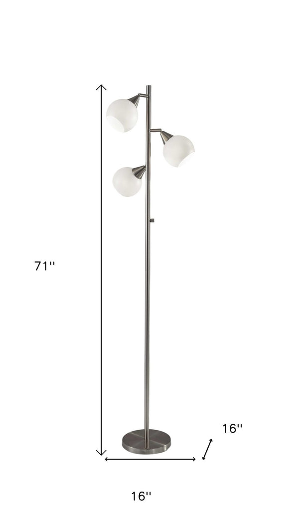 HomeRoots 71" Silver Metal Floor Lamp – Elegant Design with White Dome Shade for Warm Ambient Lighting Decor 372480