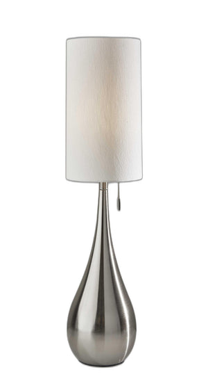 Homeroots 35" Brushed Steel Metal Teardrop Table Lamp   372482