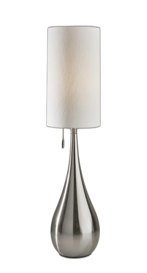 Homeroots 35" Brushed Steel Metal Teardrop Table Lamp   372482