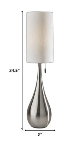Homeroots 35" Brushed Steel Metal Teardrop Table Lamp   372482