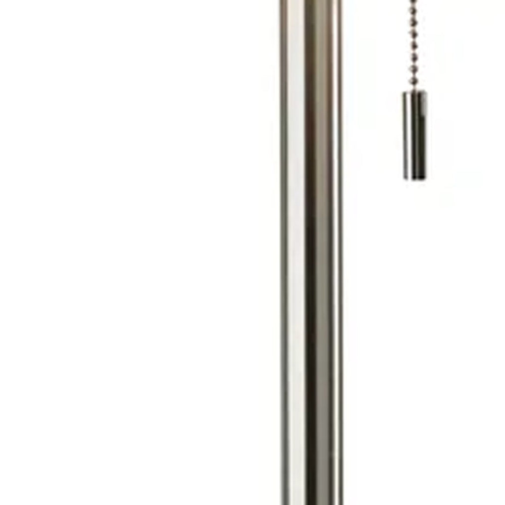 HomeRoots 68" Silver Floor Lamp with White Fabric Shade - Modern Elegance for Living Rooms & Bedrooms 372483