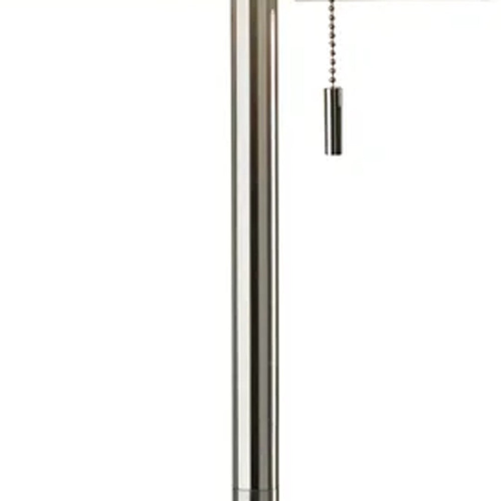 HomeRoots 68" Silver Floor Lamp with White Fabric Shade - Modern Elegance for Living Rooms & Bedrooms 372483